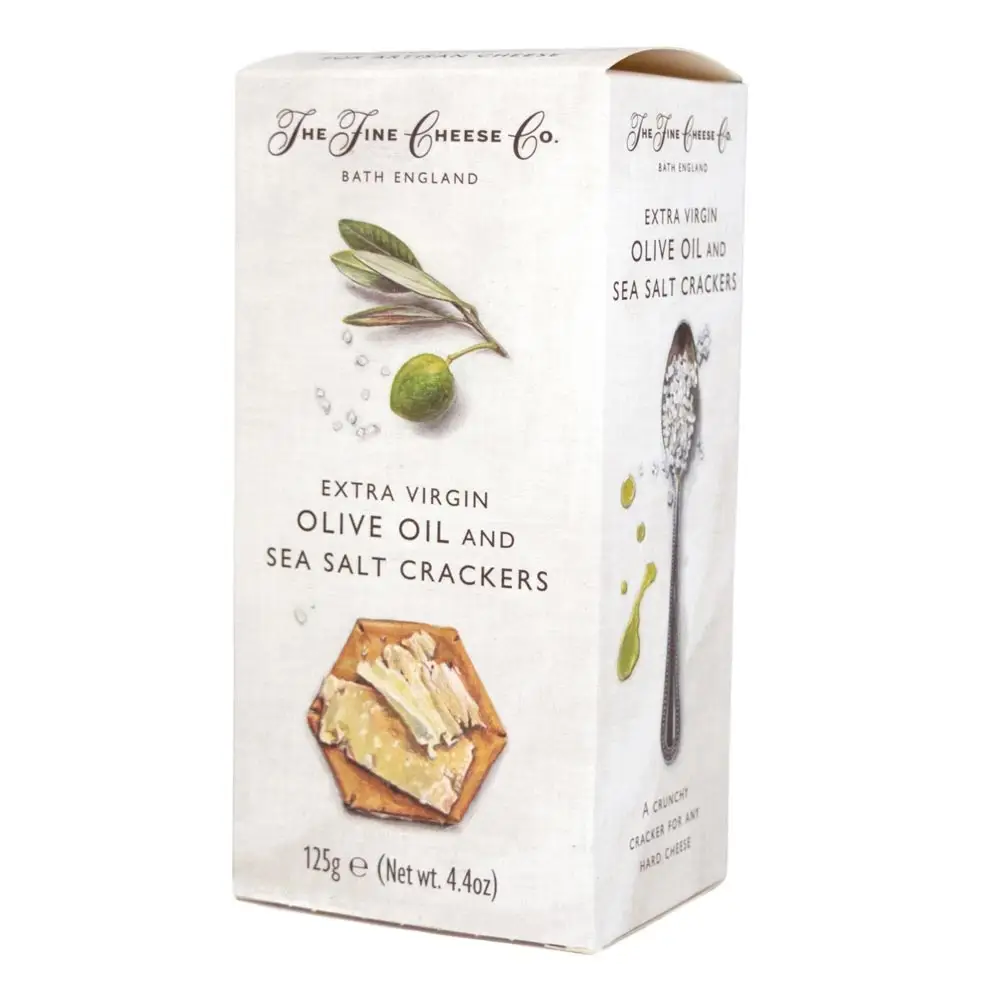 Olive Oil Sea Salt Crackers in their packaging