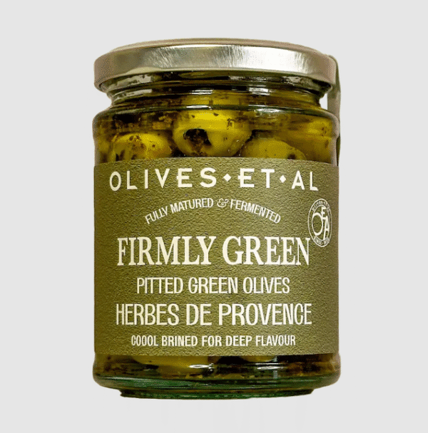 Firmly Green Pitted Olives with Herbes de Provence
