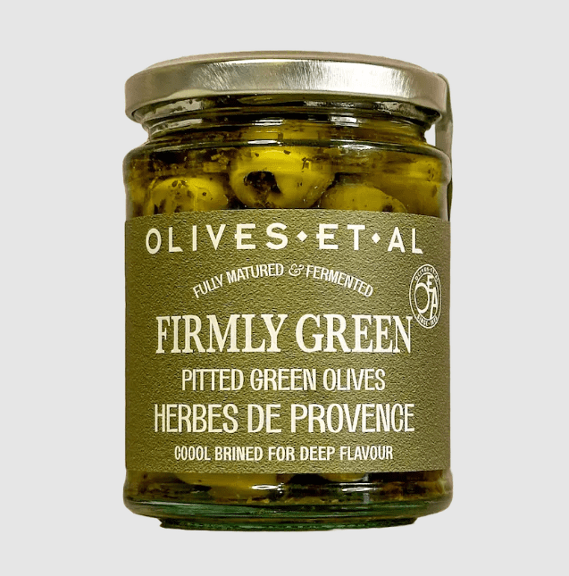 Firmly Green Pitted Olives with Herbes de Provence