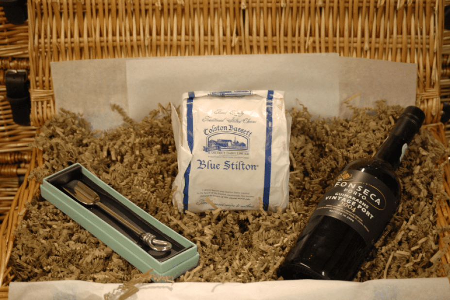 Vintage Port & Stilton in Wicker Hamper